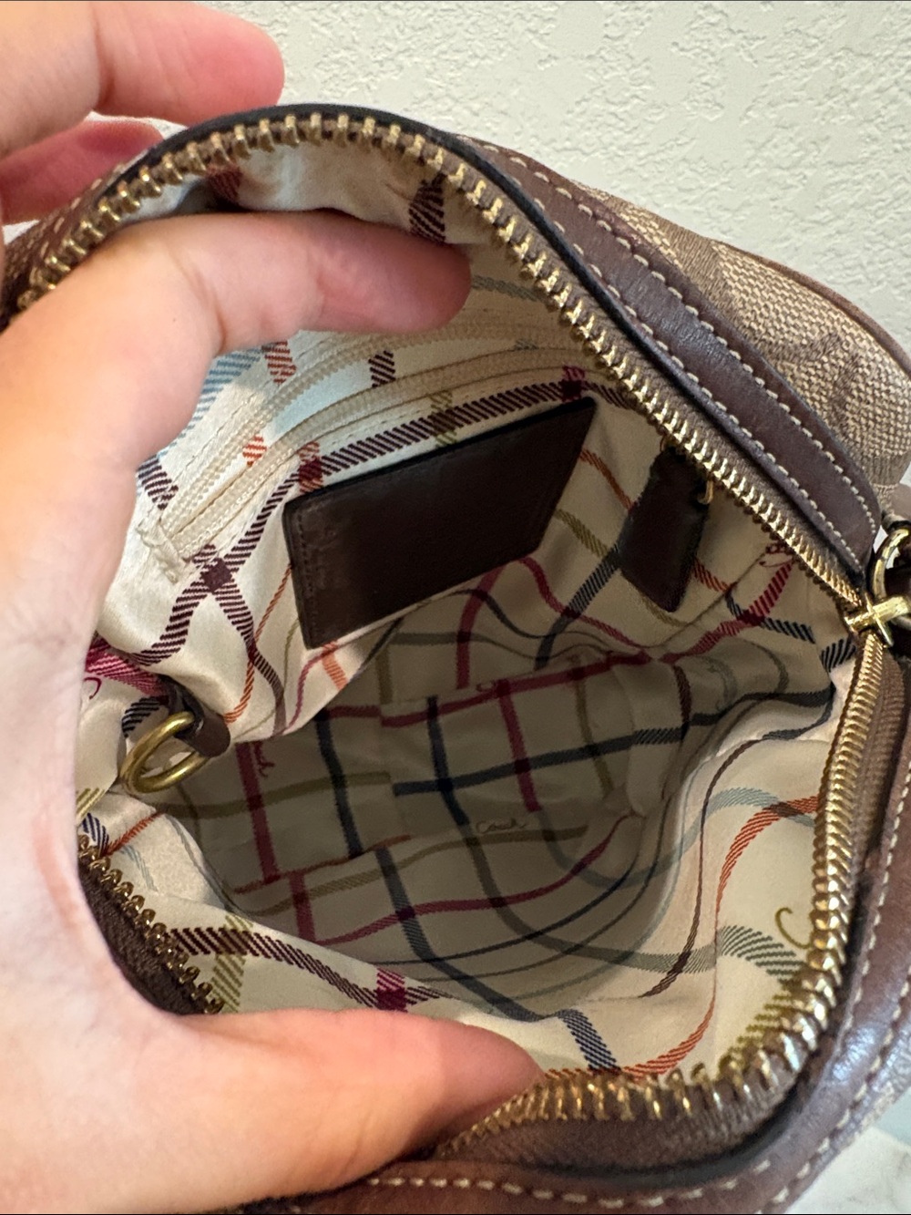 Coach Brown Signature Leather Messenger Crossbody with Stripes - Picture 10 of 14